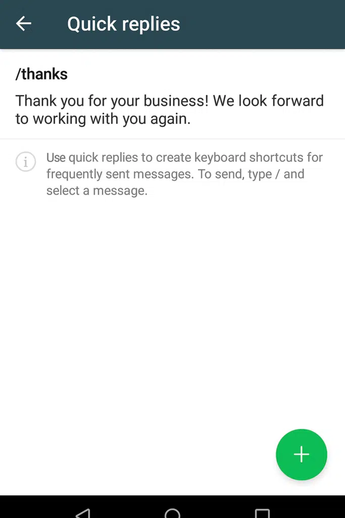 WhatsApp quick replies