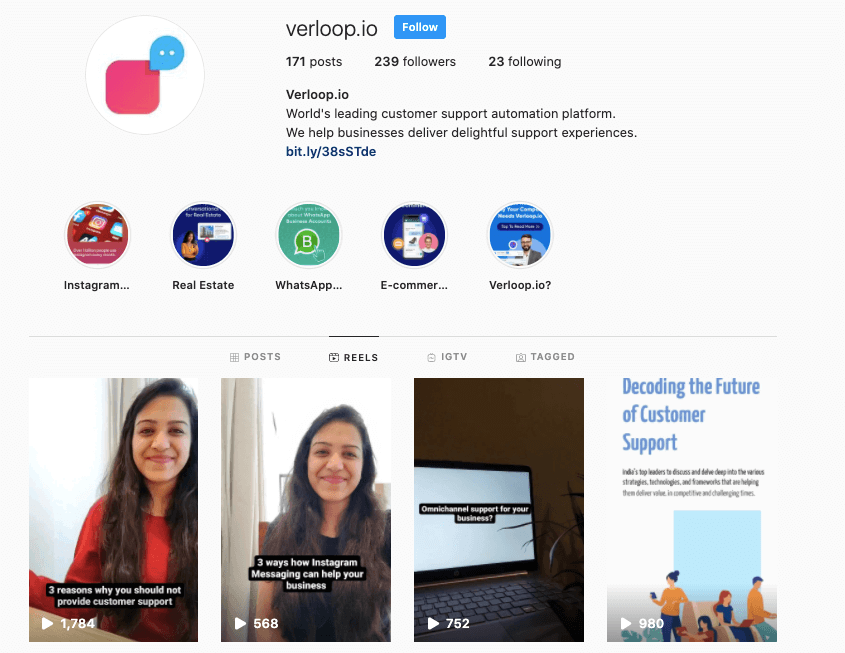 www.verloop.io's instagram page 