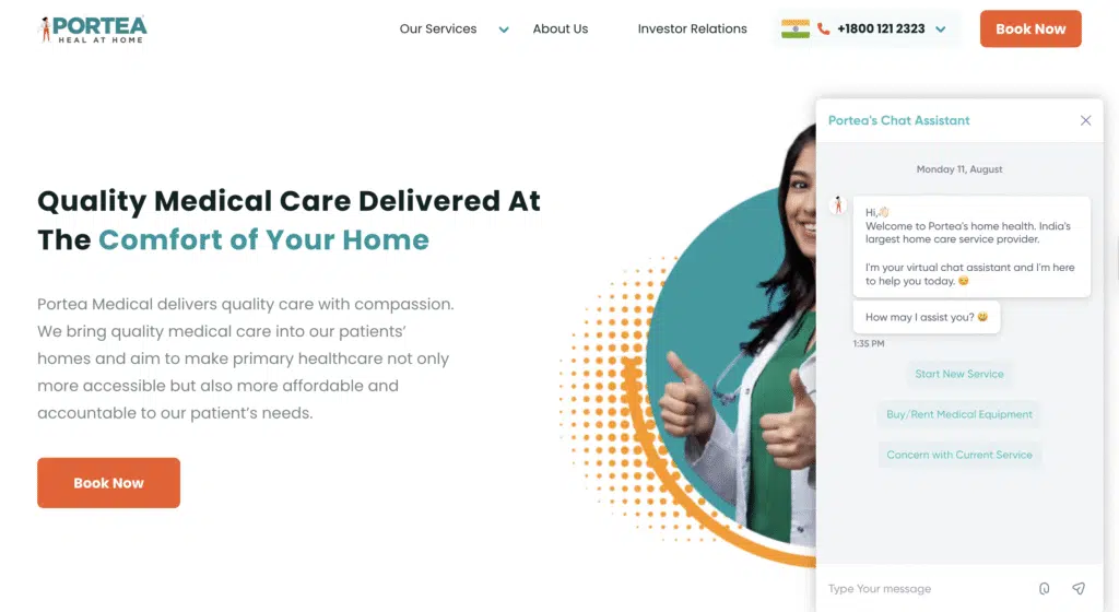 Portea - Medical Website Chatbot