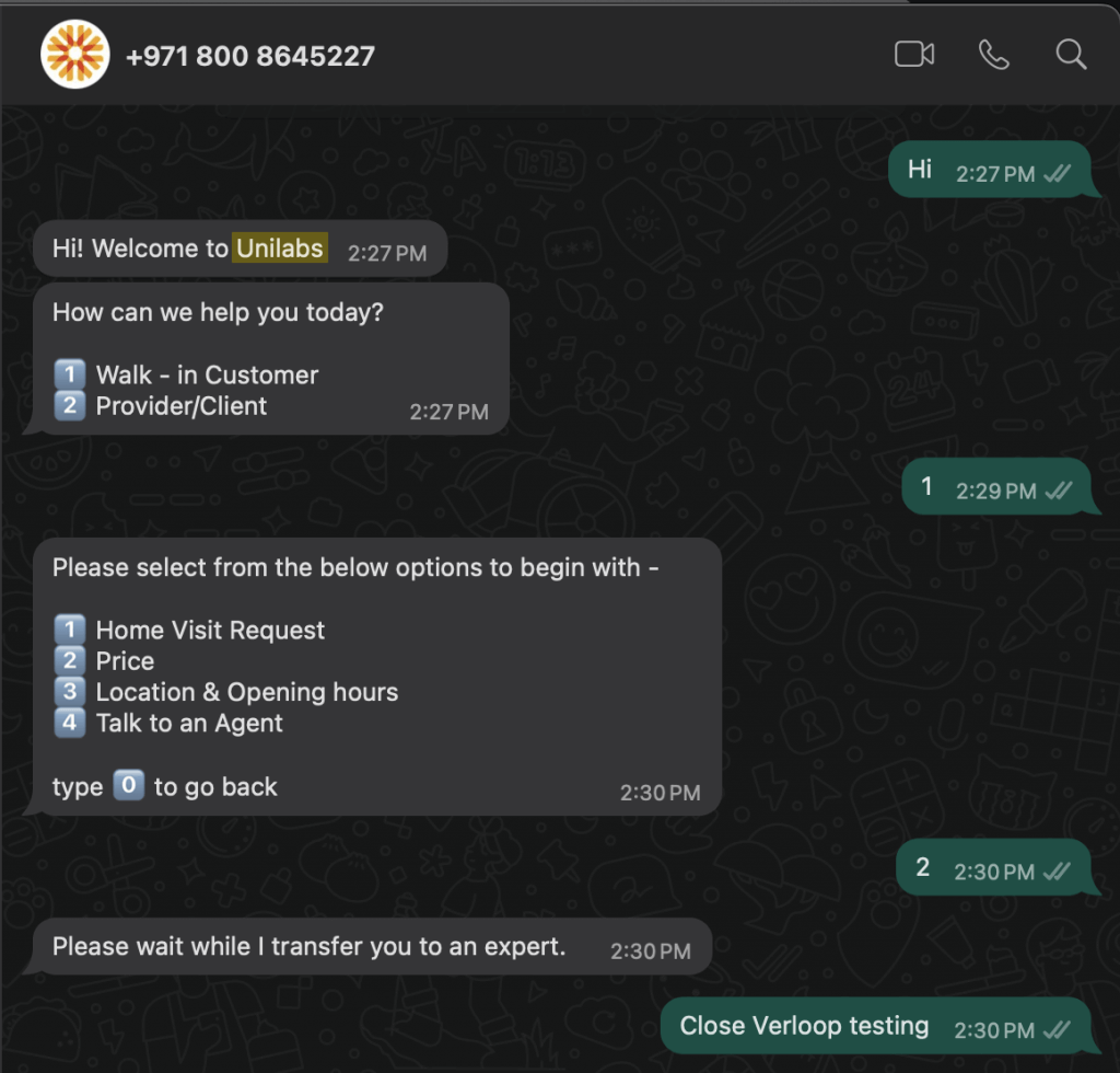 Unilabs Chatbot