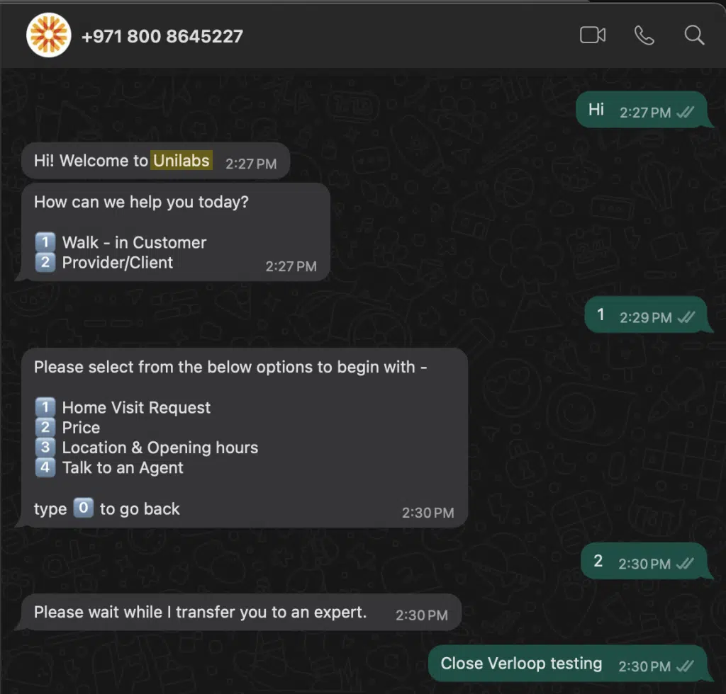 Unilabs Chatbot
